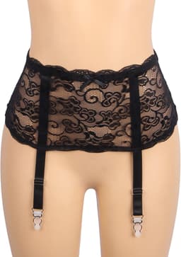 Zeloria Erotische Lingerie Jarretelgordel met Bijpassende Slip – Luxe Kant – Zwart – XL/XXL — thumbnail 9