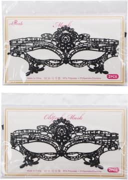 Zeloria Venetiaanse Maskers – 2 Stuks – Sexy Oogmasker Set – Kant – Erotisch Maskerade Masker – Zwart — thumbnail 4