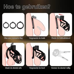 DOWO® - Kuisheidskooi - Peniskooi - Kuisheidskooi voor Mannen - Chastity cage - ABS - Zwart - 3 Maten — thumbnail 7