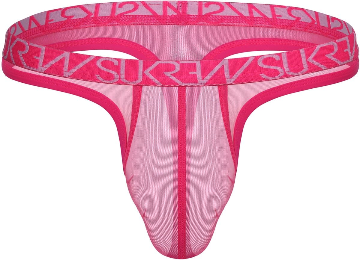 SUKREW Sheer Low-rise Thong Elect Pink - MAAT M - Erotisch Heren Ondergoed - String voor Man - Sexy mannen String — afbeelding 1