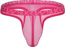 SUKREW Sheer Low-rise Thong Elect Pink - MAAT M - Erotisch Heren Ondergoed - String voor Man - Sexy mannen String — thumbnail 1