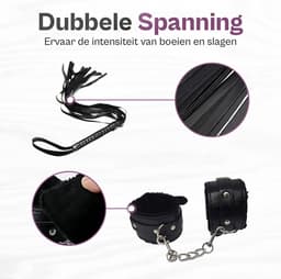 BDSM Set - 10 Delig - Gag Ball & Zweep - Seksspeeltjes - Handboeien - Zwart — thumbnail 5