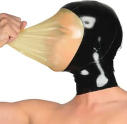 Latex masker met transparante ademhalingszak - Gummi BDSM - Latex rubber hoofd bondage - Dominantie - Hevig - Fetisj - 100% Latex rubber - 4MM Dikte - Maat XS, S en M - Unisex — thumbnail 2