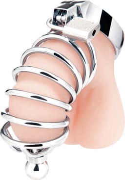Blueline - Urethral Play Cage Kuisheidskooi - Zilverkleurig — thumbnail 5