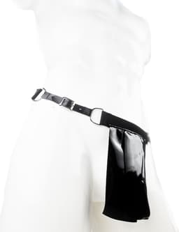 BamBella® String Man -Maat S/M - sexy ondergoed Lingerie Heren -Open voorkant onderbroek Datex (Mix latex en stof) - Zwart mannen string Imitatie leer SM BDSM kleding — thumbnail 1
