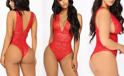 Body - Kanten body - Bodysuit - Kanten bodysuit - Lace - Sexy body - Rood - Lingerie — thumbnail 1