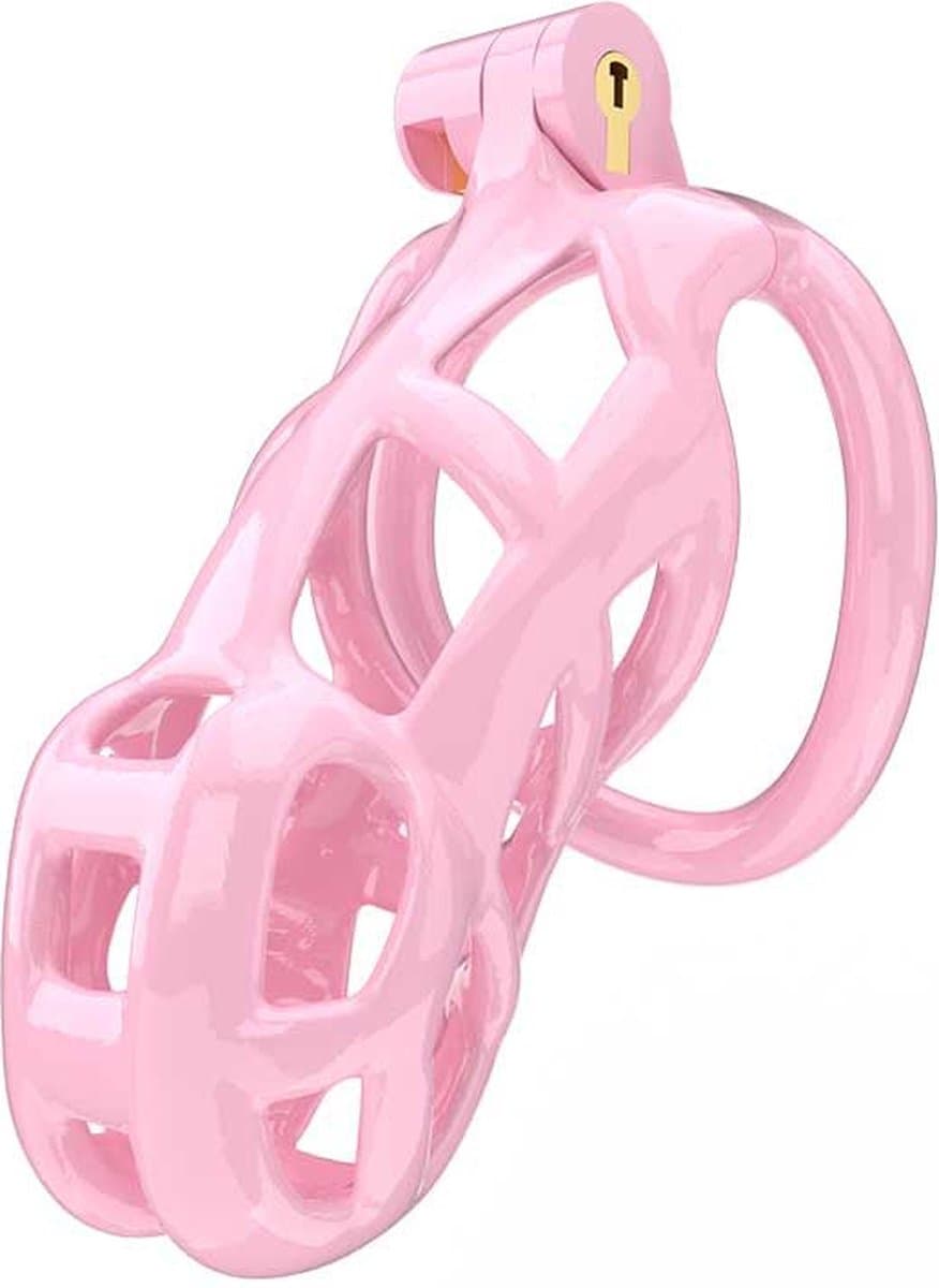 Peniskooi Roze - Cock cage - Chastity Cage - Kunststof Peniskooi - Kuisheidskooi voor Mannen - Peniskooi met 5 Maten Penisringen - Peniskooi Roze Maat M - Ø3.9 x 9.5 cm — afbeelding 1