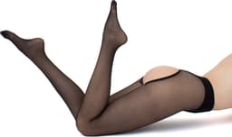 Giulia - Intimo Plus licht glanzende 20den Sheer Panty met open kruis - Zwart - L — thumbnail 3
