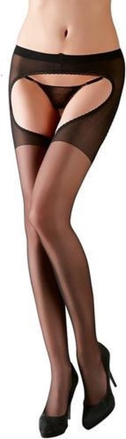 Cottelli Collection – Erotische Kousen met Open Kruis Ontwerp voor een Toegankelijk Seksuele Benadering – Maat L/XL - Zwart — thumbnail 9