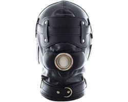 Banoch - Inferno Bondage Mask black - Zwart pu leren bondage masker met Gag & oogbedekking | BDSM
