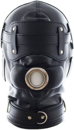 Banoch - Inferno Bondage Mask black - Zwart pu leren bondage masker met Gag & oogbedekking | BDSM — thumbnail 1