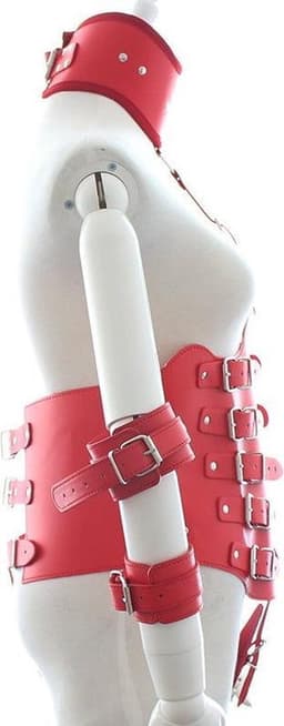 Banoch | Collar Bondage body Harness Red/6 - rood pu leer vrouwen harnas - bdsm — thumbnail 4