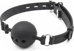 Banoch - ball gag siliconen medium - zwart Ø 4,5 cm met luchtgaten — thumbnail 15