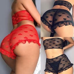 Lingerie setje - Zwart met Hartjes - Sexy Kanten Ondergoed - Large — thumbnail 2
