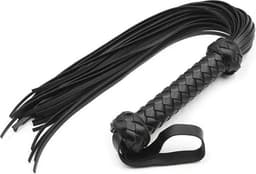 XL - 48 cm! Fetish Black PU Lederen Zweep Handvat Spanking Paddle Knoet Flirt BDSM Volwassen Game Grote Zweep Erotische Speeltjes voor vrouwen - Stellen — thumbnail 2