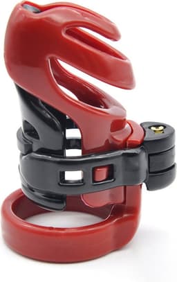 BRUTUS Cyborg Cage - Chastity Cage Kuisheidskooi - Zwart/Rood — thumbnail 3