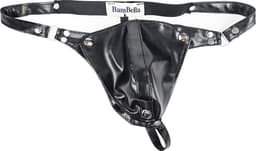 String Man - sexy Lingerie Heren L/XL -Open voorkant - Zwart mannen string Imitatie leer SM kleding — thumbnail 2
