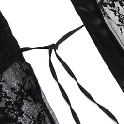 Sexy Lingerie - Elegante Erotische Babydoll - Kimono - Satijn met Kanten verwerking met lange mouw + bijpassende String - Sexy Teddy - kleur Zwart - Maat XS/S — thumbnail 5