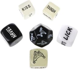 Jumada's - Valentijn cadeau | Dobbelstenen Black/White & Glow Edition | Gift Edition met Glow in the Dark | Voor haar/hem - Set van 6 sex dobbelstenen in fluwelen zakje | Anoniem geleverd | meer dan 100 standjes mogelijk — thumbnail 3