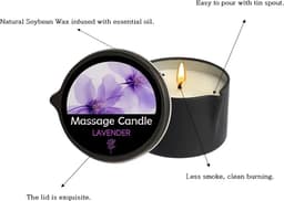 Massagekaars met lavendelgeur - Essentiële Olie Massagekaars - Hydraterend, Sensuele Ervaring met Schenktuit, Perfect voor Ontspannende Baden & Huidverzorging - Romantische Decoratie - Aromatherapie Kaars, Massageoliën voor stellen — thumbnail 4