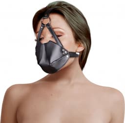 Hoofdharnas met Mondbedekking en Ademend Ball Gag - Zwart — thumbnail 1