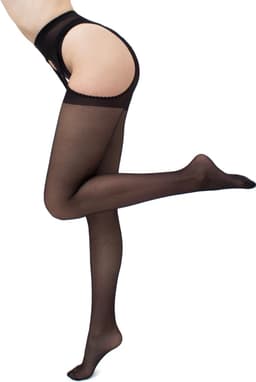 GIULIA Panty - Love Chic 20 - Open Kruis Panty - Strippanty - Erotiek - Naad - 20 Den - Xlarge - Zwart - Zwarte Naad — thumbnail 8