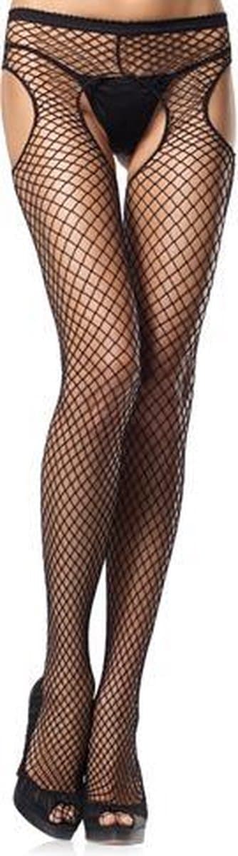 Leg Avenue Visnet Panty met Open kruis - zwart - one size — afbeelding 1