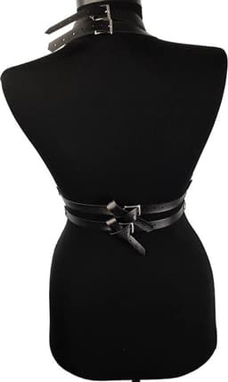 Nooitmeersaai - Harnas Vrouw - Leer - Bovenlichaam - Zwart - BDSM Extreme - Bondage Harnas — thumbnail 3