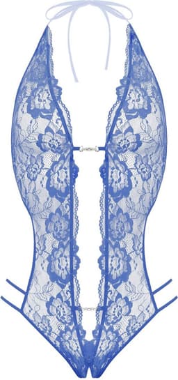 Christine le Duc - Kanten Body met Open Kruis - Lingerie Erotisch - Renee - Blauw - S/M — thumbnail 2