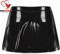 Hoge taille mini rok - Open kruis - Sexy en Erotisch - BDSM - Latex look - Zwart — thumbnail 2