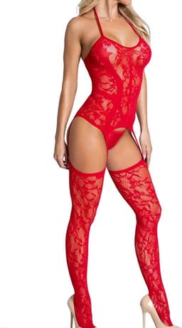 Erotische Lingerieset I Sexy Lingerie Set I Sexy Kanten Body I Erotische Body I Open Kruis I One Size I Rood — thumbnail 1