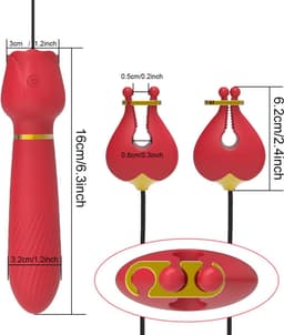 Tepelklemmen vibrator met G-spot vibrator - Vibrerende dildo - Verstelbaar - 10 vibratiestanden - 16.5CM - Siliconen — thumbnail 5