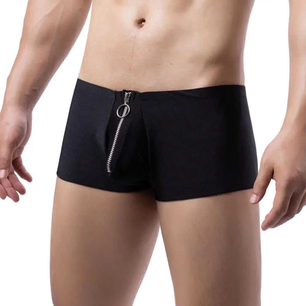 Heren Boxershort Zwart – Sexy Ondergoed Met Rits – Strakke Pasvorm — afbeelding 1