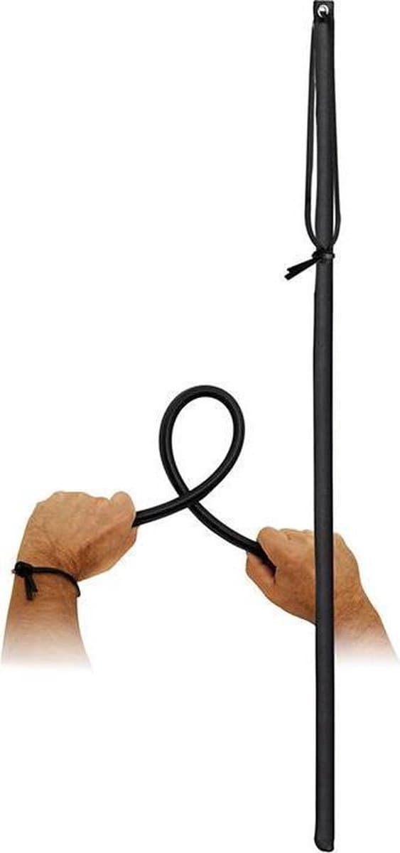 Flexibele Cane Van PVC En bekleed Met Leer - Zwart — afbeelding 1