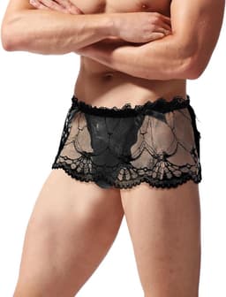 Sexy Sissy Panties voor Mannen - Transparante Kanten Slip met Mini Rok voor Crossdressers en Cosplay, Perfecte Erotische Ondergoed voor Nachtclubs en Lingerie Verzameling — thumbnail 2