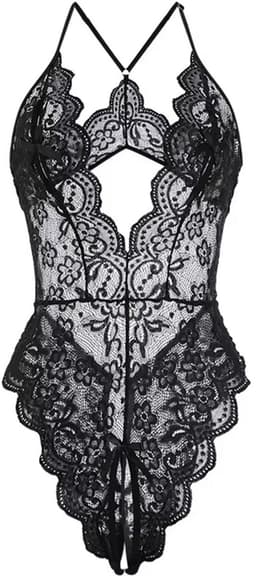 ZOETTT Sexy Teddy met Bloemenkant - Zwart - Maat L - Sexy lingerie - Verleidelijke lingerie — thumbnail 5