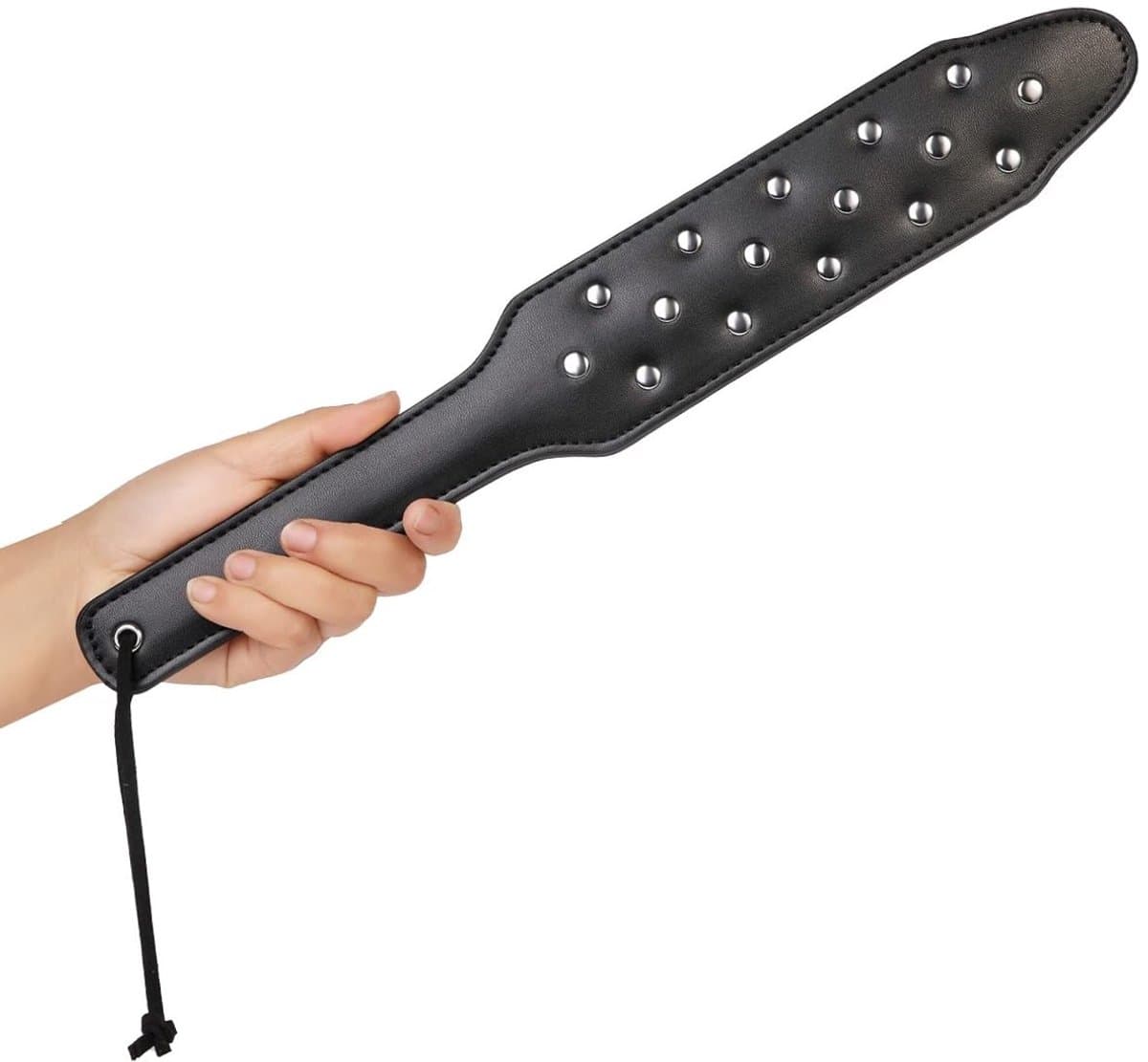 Luxe Spanking Paddle met Studs – 37,5 cm Zwart PU-leer – BDSM Paddle – Sex Toys voor Koppels – Erotische Zweep — afbeelding 1
