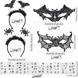 5-delige Halloween Steampunk Accessoires voor Vrouwen met Kanten Handschoenen, Venetiaanse Masker, Gothic Sieraden en Tattoo Stickers voor Cosplay en Feestjes — thumbnail 2