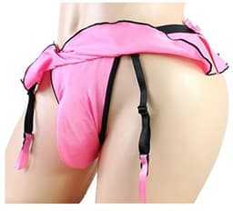 Mini Rok - String - Heren - Roze - Sexy Lingerie - Jarretels Slip — thumbnail 2