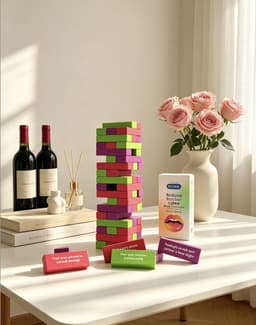 erotische spelletjes voor koppels –erotische bordspelen voor koppels – tower of pleasure 54 blokken + FiTONE condooms met ribbels 12 stuks–FiTONE Date Night Set — thumbnail 9