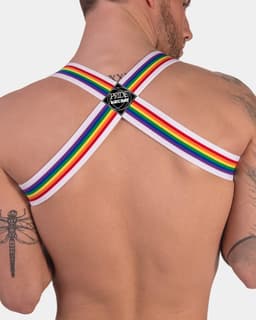 Barcode Berlin Multipack 1x Backless Brief Pride White + 1x Pride Harness White - MAAT L - Erotisch Heren Ondergoed - Slip voor Man - Sexy mannen Slip — thumbnail 3