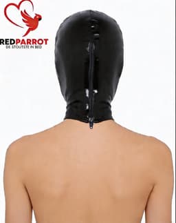 BDSM Masker bivakmuts - Latex look - Rits - Zwart — thumbnail 3