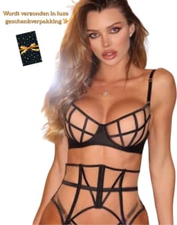 Luxe Lingerieset Dames – Lingerie Erotisch – Sexy Lingerie – 4-delige set – Zwart Kant – Lingerie Setje – Verleidelijke BH met Jarretels & Hoge Taille String – Sexy Lingerie – Chique – Luxe –Boudoir Look – Kinky – Erotisch – Maat XS/S, M, L — thumbnail 10