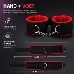 TJ Essentials 7 Delige BDSM Set – Bondageset – Sekspeeltjes – Zweep – Handboeien Halsband – Blinddoek – Gag Ball – Tepelklemmen – Zwart — thumbnail 2