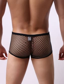 Zwarte Visnet Boxershort Heren – Sexy Transparant Herenondergoed – Maat M/L — thumbnail 3