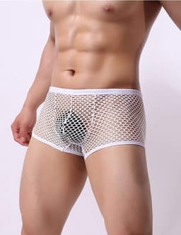 Witte Visnet Boxershort Heren – Sexy Transparant Herenondergoed – Maat S/M — thumbnail 5