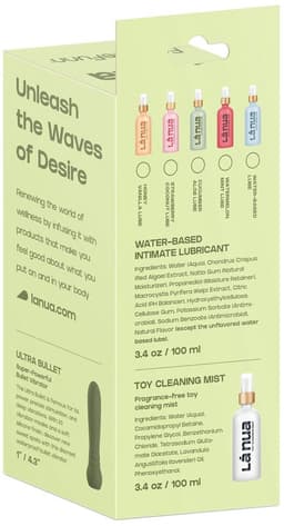Lá Nua - Ontspannende Cadeau set met glijmiddel 100ml, vibrator en toy cleaner 100ml in reistas Cucumber aloe — thumbnail 2