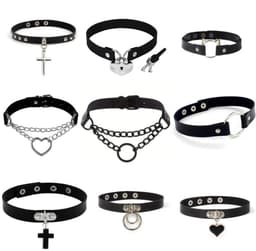 Choker met hart zwart – Gothic PU-leer Halsketting – Verstelbaar – Geschikt voor 40 cm hals — thumbnail 3