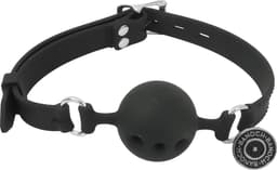 Banoch - ball gag siliconen medium - zwart Ø 4,5 cm met luchtgaten — thumbnail 1