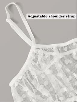Sexy Lingerie Erotische Ondergoed Wit Polka Dot Mesh Franje Trim Lace Lingerie Set Top Kant Onzichtbare Beha Voor vrouwen — thumbnail 4